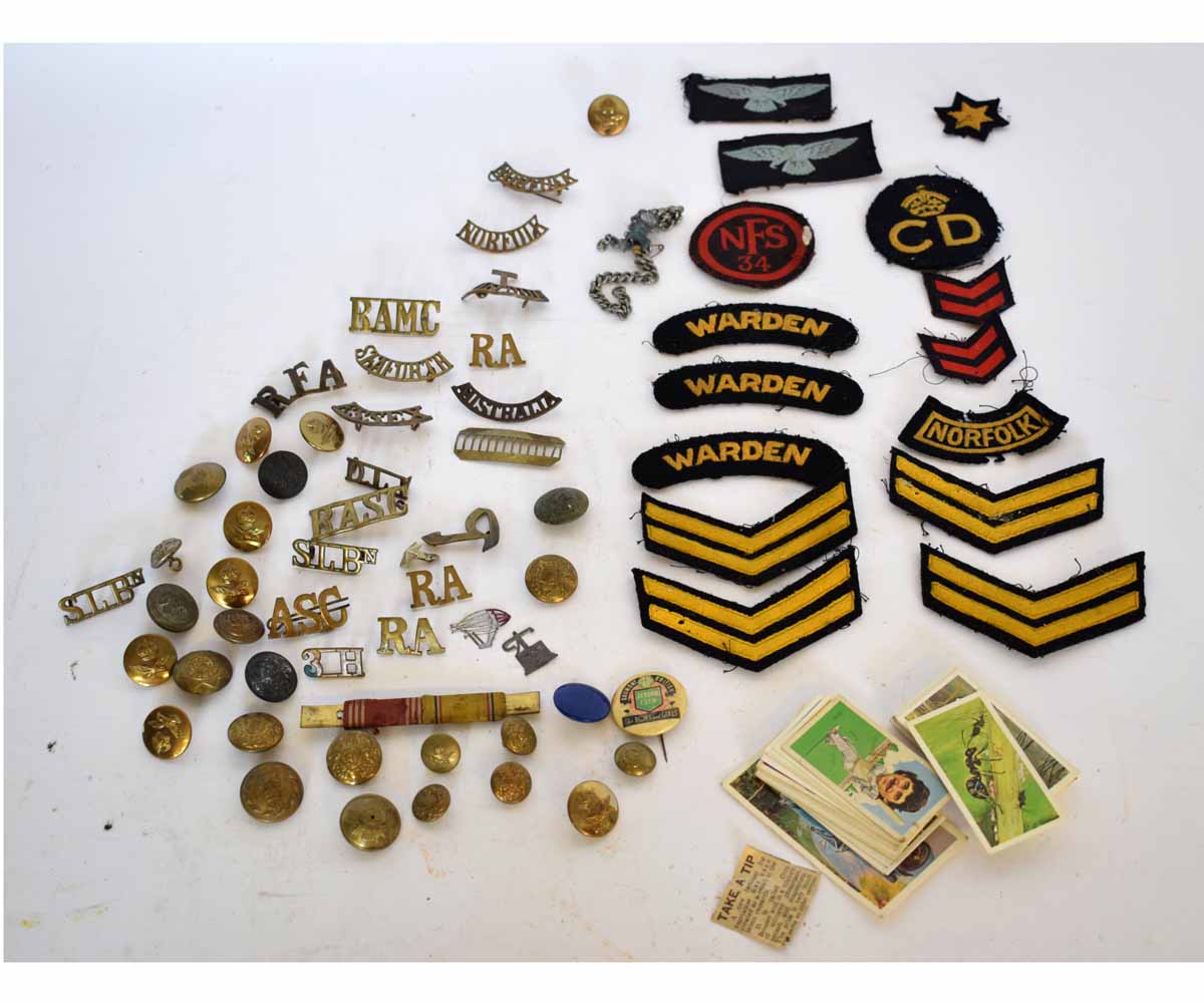 Mixed Lot: assorted cloth badges including National Fire Service, Norfolk, Warden, Corporal stripes,
