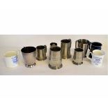 Group of ten assorted 20th century silver plated, pewter and ceramic tankards (10)