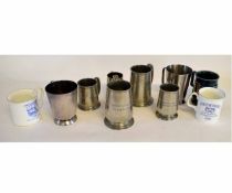 Group of ten assorted 20th century silver plated, pewter and ceramic tankards (10)