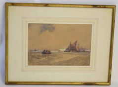 Thomas Bush Hardy, signed watercolour, "Fishing boats and other vessels in an estuary", (see old