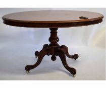 Victorian mahogany oval tilt-top loo table, 126cms long