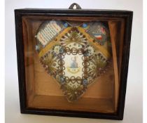 Mixed Lot: early 20th century Norfolk Regimental heart-shaped "forget-me-not" cushion centred with