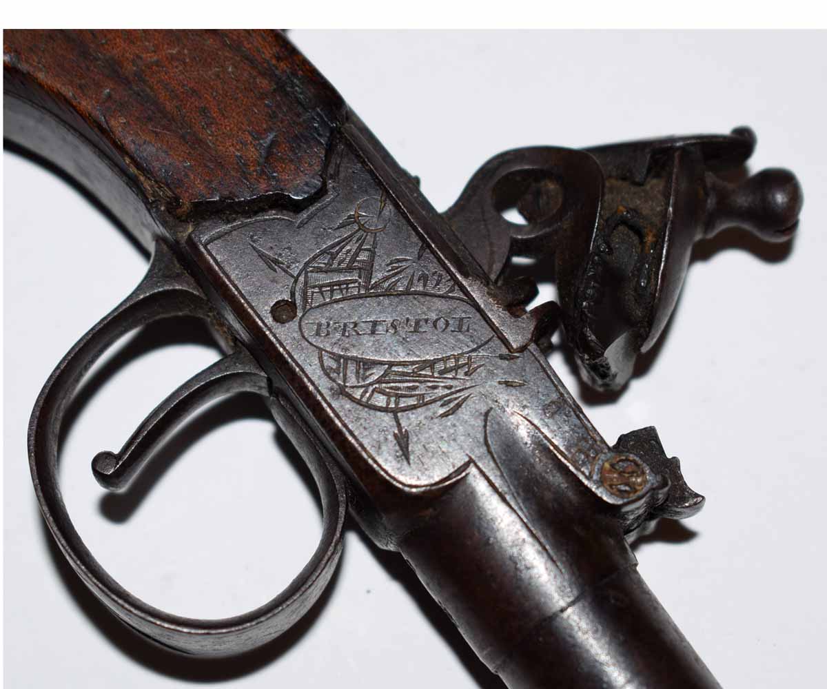 Early 19th century flintlock pocket pistol with 3.3cms turn-off steel barrel with stamped proof - Image 2 of 2