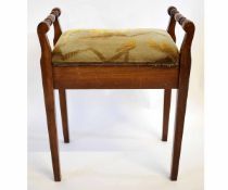 Edwardian piano stool with lift up seat, 20cms wide