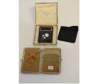 Late 19th/early 20th century leather covered and metal framed visiting card holder with