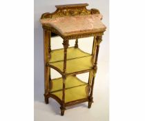 French marble topped whatnot with mirror back, 51cms wide
