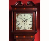 Mid-19th century oak mahogany and boxwood cross banded 8-day longcase clock, Adams - Middlewich, the