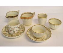 Group of early/mid-19th century Derby china tea wares including fluted coffee can and saucer, floral