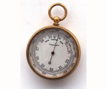 Late 19th/early 20th century pocket barometer/altimeter, the lacquered gilt case with bow suspension