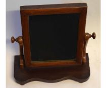 Victorian mahogany swing dressing table mirror with serpentine base, raised on ball feet, 43cms tall