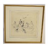 In the manner of Sir Alfred James Munnings (bears signature), pen and ink drawing, inscribed "On the