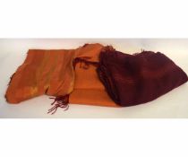 Two decorative orange and one red Moroccan throw or sofa cover (3)