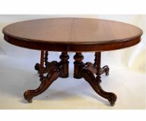 Victorian wind-out D-end extending dining table, 149cms long