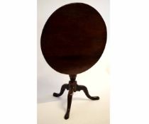 19th century mahogany circular pedestal table, 76cms diam