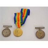 WWI pair comprising British War Medal and Victory Medal to G-18811 Pte H J Wells, E Kent R, together