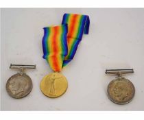WWI pair comprising British War Medal and Victory Medal to G-18811 Pte H J Wells, E Kent R, together