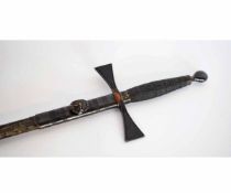 20th century Masonic ceremonial dress sword with patinated brass and wire grip handle with further