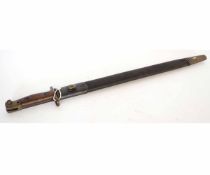 UK pattern 1907 bayonet, Wilkinson, and with fitted Mk I stitched leather scabbard, overall length