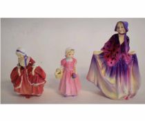 Three Royal Doulton figures: Sweet Anne HN1496, Tinklebell HN1679, Goody Two-Shoes HN2037, various