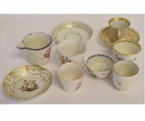 Collection of English ceramics, late 18th century, including a Derby jug, Lowestoft tea bowl and a