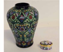 Large Moorcroft vase with tube lined design by Rachel Bishop, signed to the base, together with a