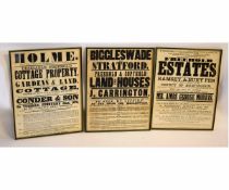 Collection of three vintage property auction posters