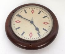 Mid-20th century mahogany cased electric slave impulse clock, PUL-SYN-ETIC, Ref No ZE, Serial No