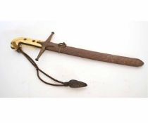 18th century part-British sword with pistol grip type ivory handle with two steel rivets to a