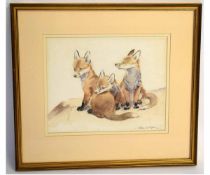 Eileen A Soper, SWLA, RMS, signed watercolour, "Watch for the Vixen", 26 x 32cms