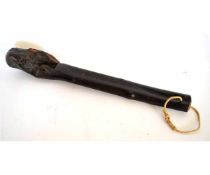 Irish hawthorn shillelagh of larger proportion and carved with the harp and further "Erin