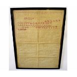 Good quality 19th century sampler on gauze by Louisa Sheppard, aged 6 years old, dated 1842, (
