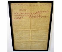 Good quality 19th century sampler on gauze by Louisa Sheppard, aged 6 years old, dated 1842, (