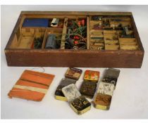 Plywood box containing a quantity of assorted vintage Meccano wares