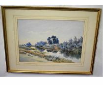 Henry Stannard, signed watercolour, River landscape with cottage, 36 x 50cms 100-120