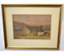 Augustus O Lamplough, signed and dated 1898, pair of watercolours, Landscape studies, 23 x 34cms (2)