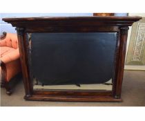 William IV rosewood overmantel mirror with beadwork detail, flanked either side by turned columns,