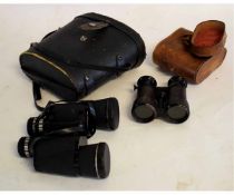 Pair of WWII binoculars by Fattorini & Sons of Paris, in a stitched leather case, together with a