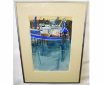 Dodwen, signed watercolour, "Fishing boat", 54 x 36cms