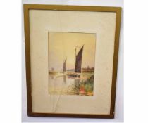 William Leslie Rackham, signed watercolour, "At Thurne Mouth", 26 x 18cms 70-90