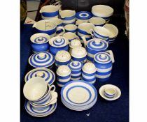 Large quantity of T G Green Cornish Ware comprising a milk jug, two flower sifters, sugar sifter,