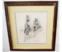 Graham Isom, signed group of four pencil drawings, Horse racing studies, assorted sizes (4) 300-400