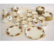 Extensive Royal Albert tea set comprising two tea pots, serving plate, collection of side plates and