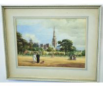 Ernest Poole, signed and dated 1967, watercolour, inscribed "Chichester Cathedral", 23 x 32cms