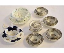 Mid-19th century Staffordshire part child's tea set comprising 4 cups and saucers and sugar bowl