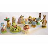 Beswick model of a frog catching a fish together with 10 Royal Albert animal studies in various