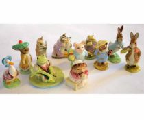 Beswick model of a frog catching a fish together with 10 Royal Albert animal studies in various