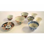 Mixed Lot: seven 19th century Chinese decorated tea bowls, together with a tea bowl and saucer in