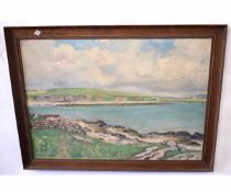 Frank W Carter, signed oil on canvas, Scottish landscape, 37 x 66cms 30-40