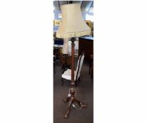 20th century partially gilded standard lamp with reeded column and carved tripod base together
