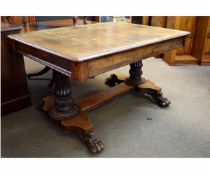 William IV mahogany extending dining table (made from period timbers), supported on two reeded and